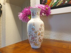 Grand vase porcelaine fleuri